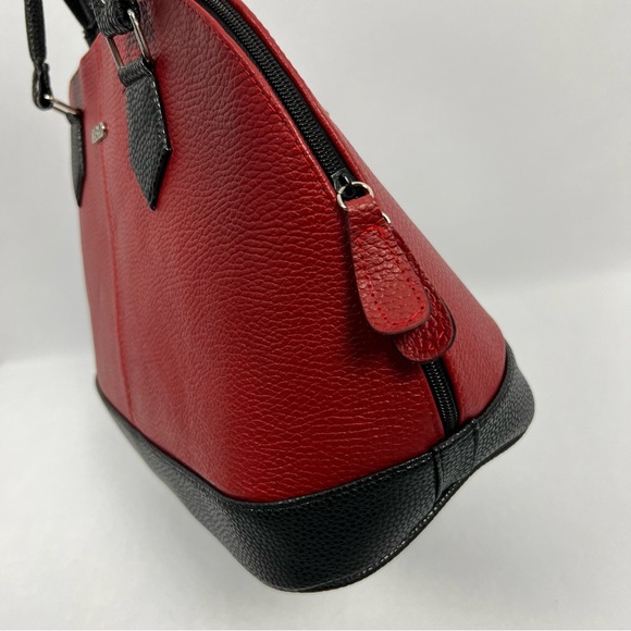 Dome Satchel Handbag Red and Black - Picture 6 of 8